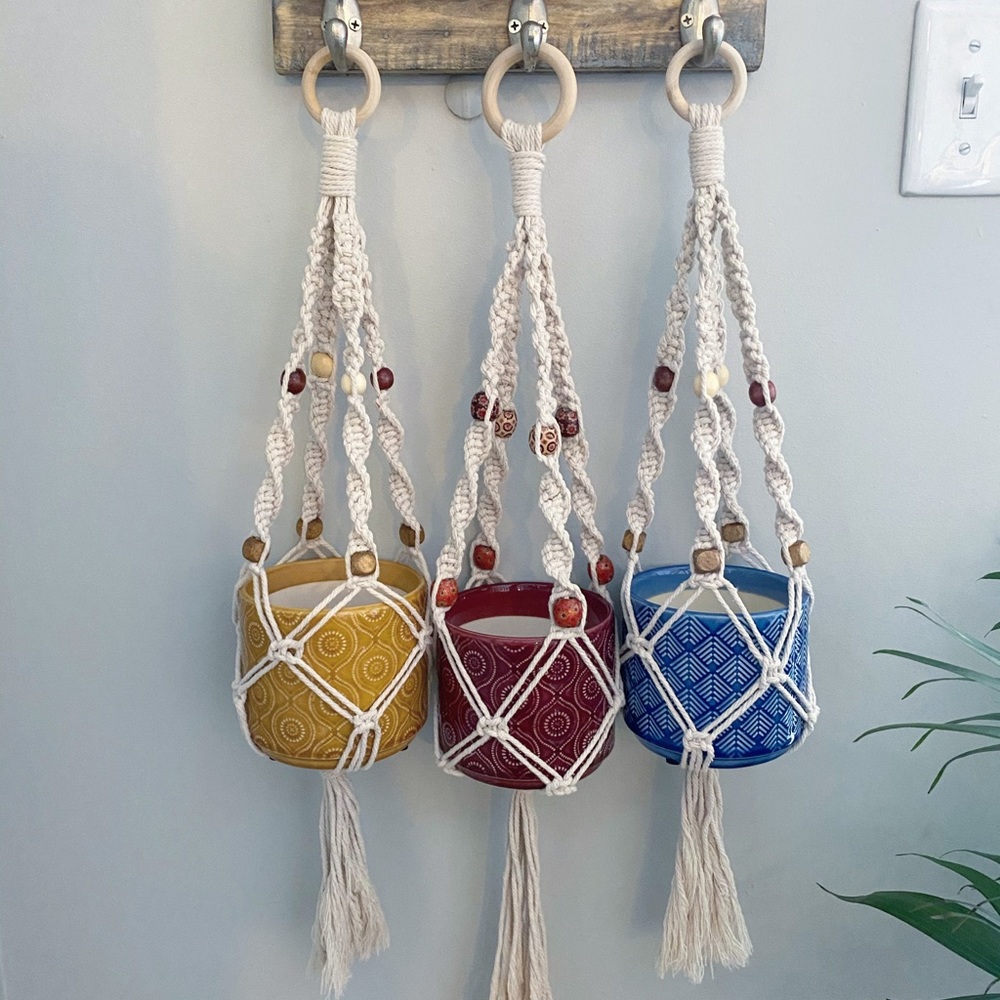 Handmade Macrame Plant Hanger With Yellow Pot 🌵